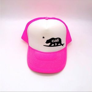 Cali Bear 🐻 Neon Pink Mesh Trucker Snapback Hat
